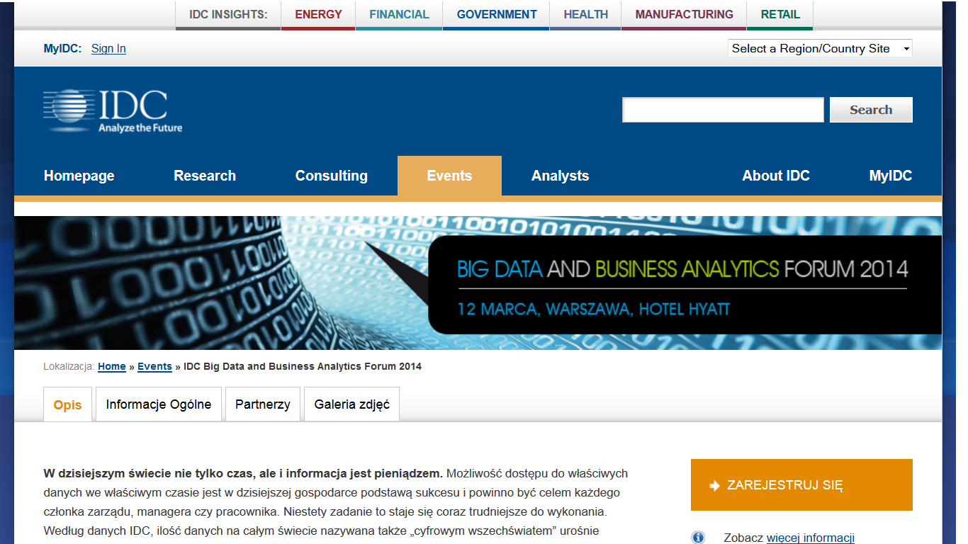 IDC: konferencja o Big Data i analityce biznesowej
