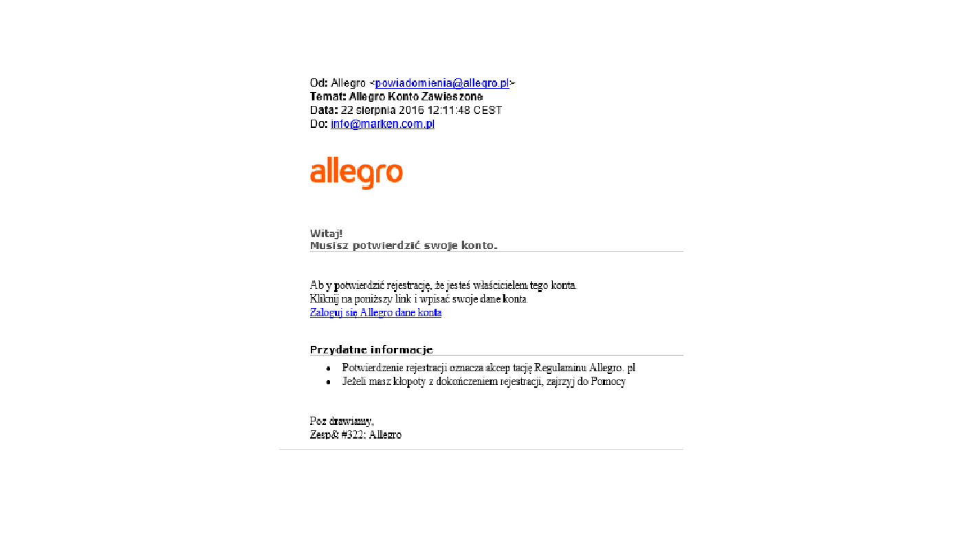 Kolejny atak na użytkowników Allegro